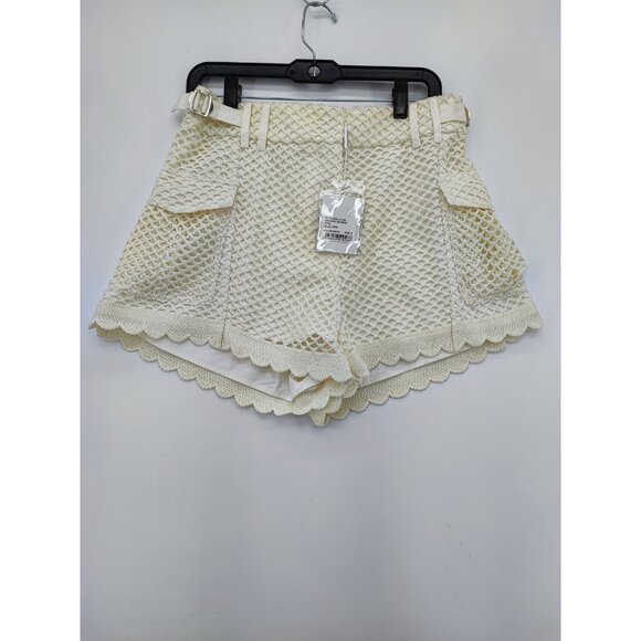 Self-Portrait Beige Shorts Pleats Cargo Pockets Adjustable Waist Size 8 - Picture 1 of 13